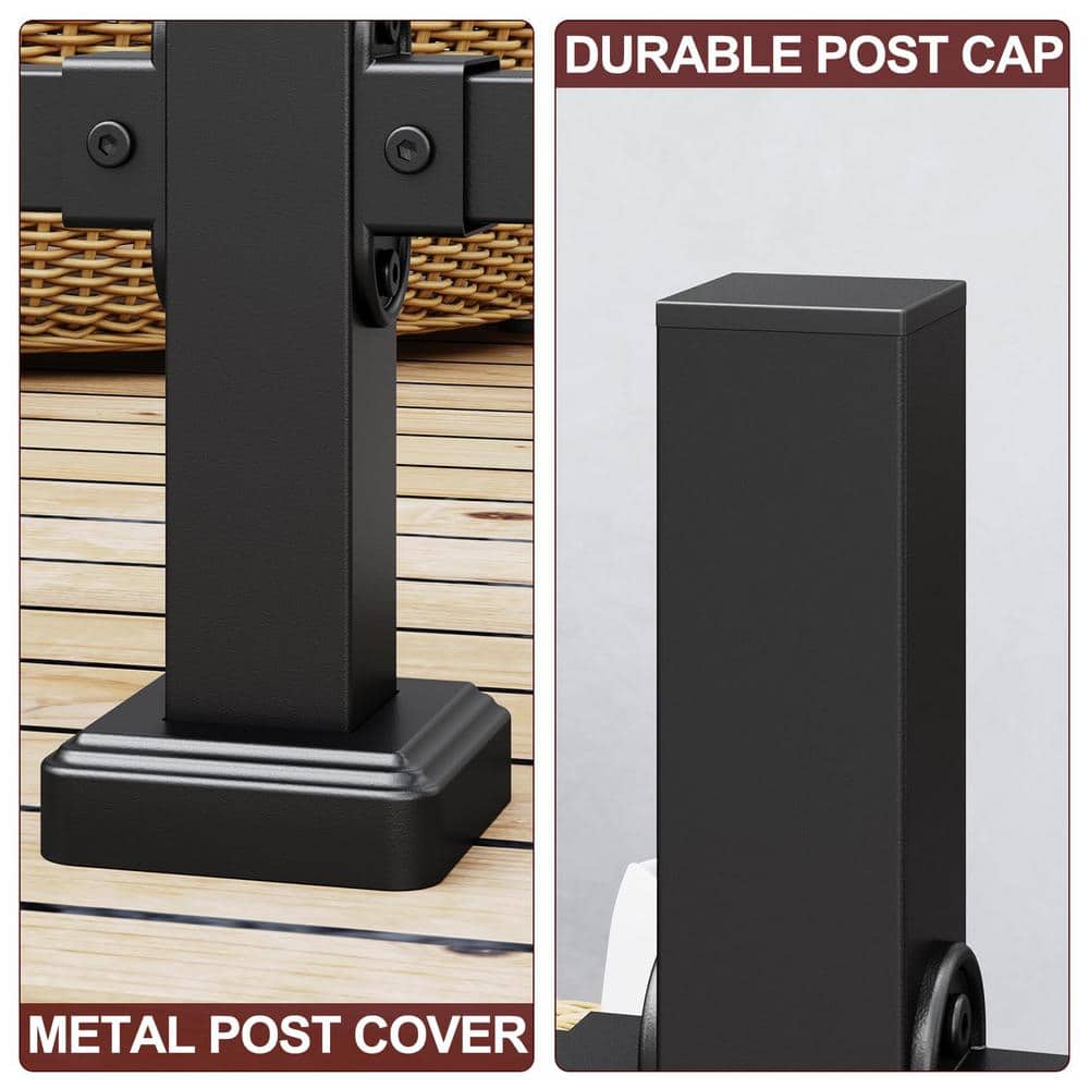 HOMEIBRO 60 in. x 1.2 in. Galvanized Steel Matte Black Deck Balusters (2-Pack)