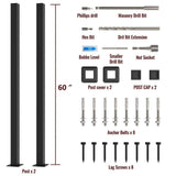 HOMEIBRO 60 in. x 1.2 in. Galvanized Steel Matte Black Deck Balusters (2-Pack)