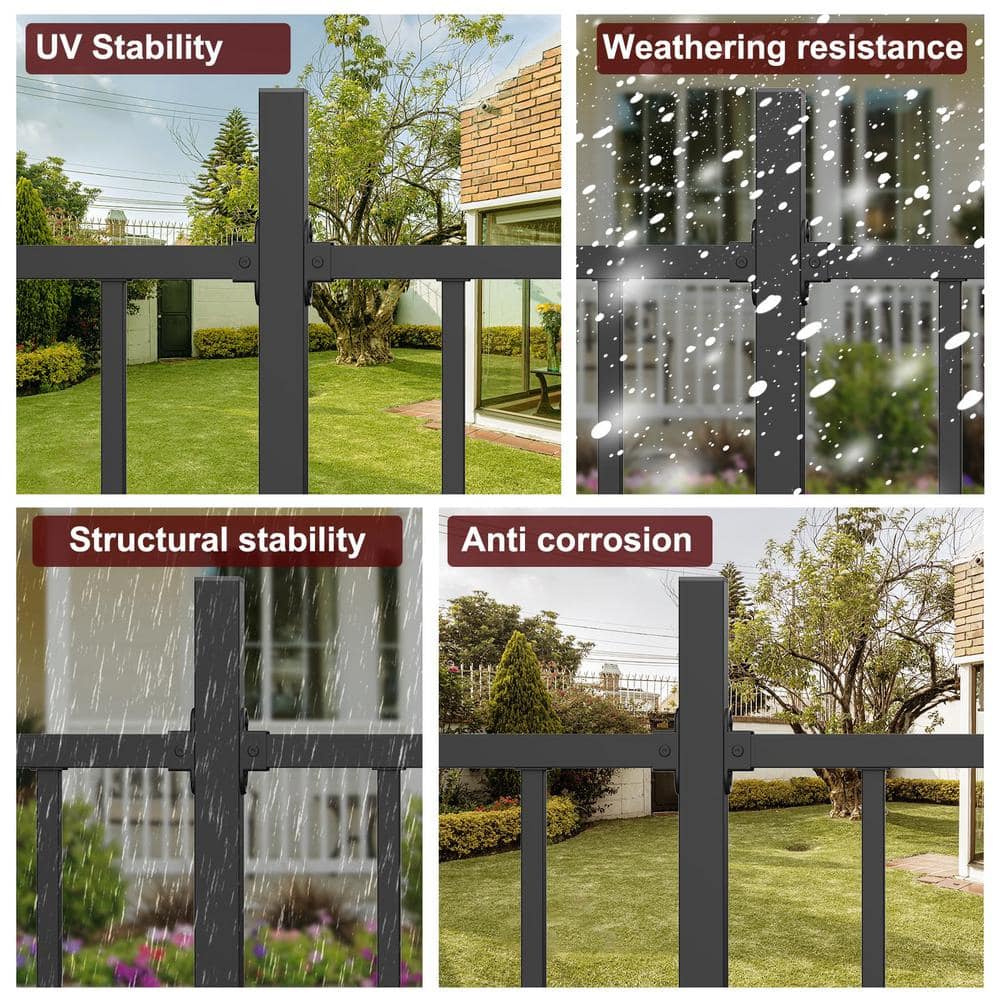 HOMEIBRO 60 in. x 1.2 in. Galvanized Steel Matte Black Deck Balusters (2-Pack)