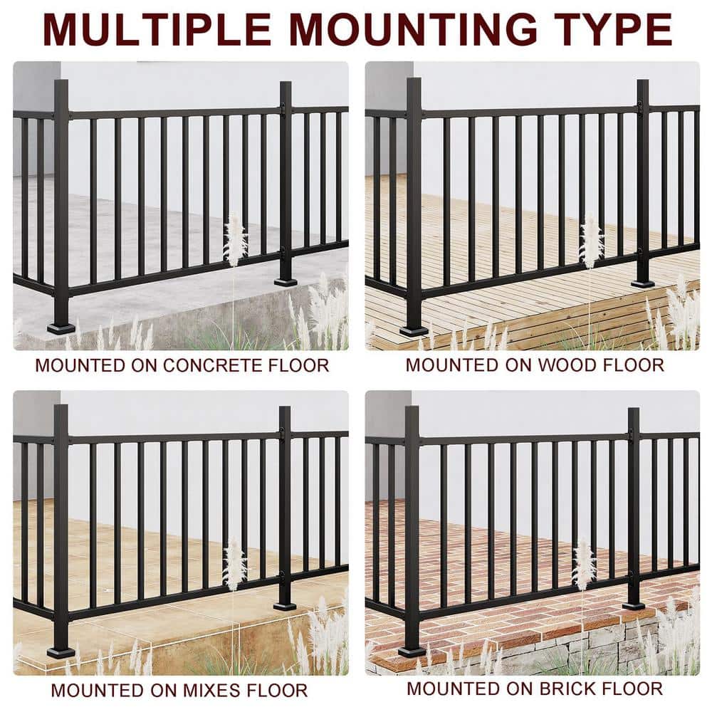 HOMEIBRO 60 in. x 1.2 in. Galvanized Steel Matte Black Deck Balusters (2-Pack)