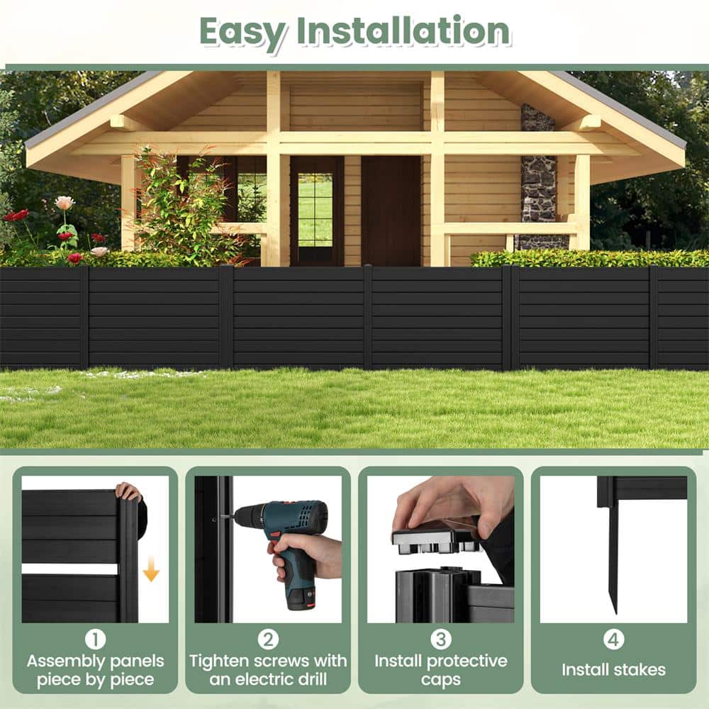 HONEY JOY Black Vinyl Privacy Fence Panel & Trash Enclosure