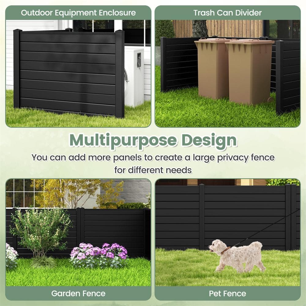 HONEY JOY Black Vinyl Privacy Fence Panel & Trash Enclosure