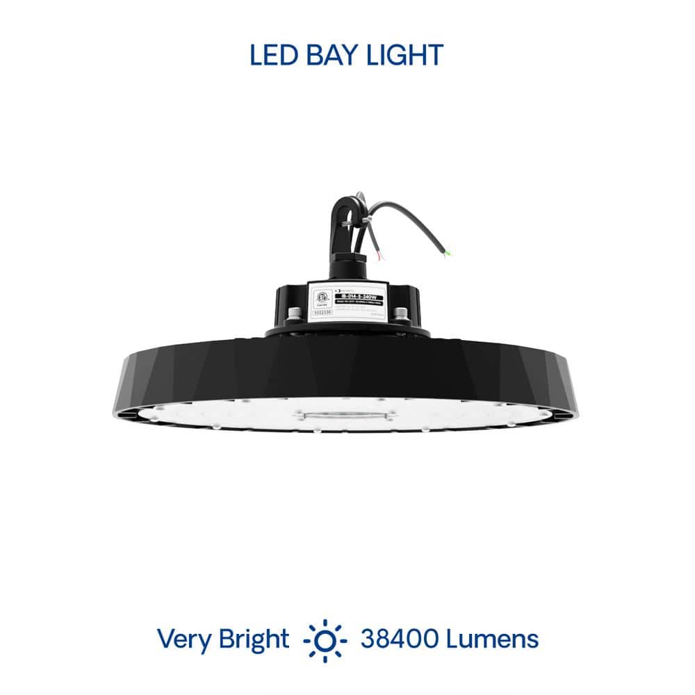 InfiBrite 12.8 in. 5000K Daylight 38,400 Lumens 240-Watt Integrated LED Dimmable Wet Rated Black High Bay Light 100-277 Volt