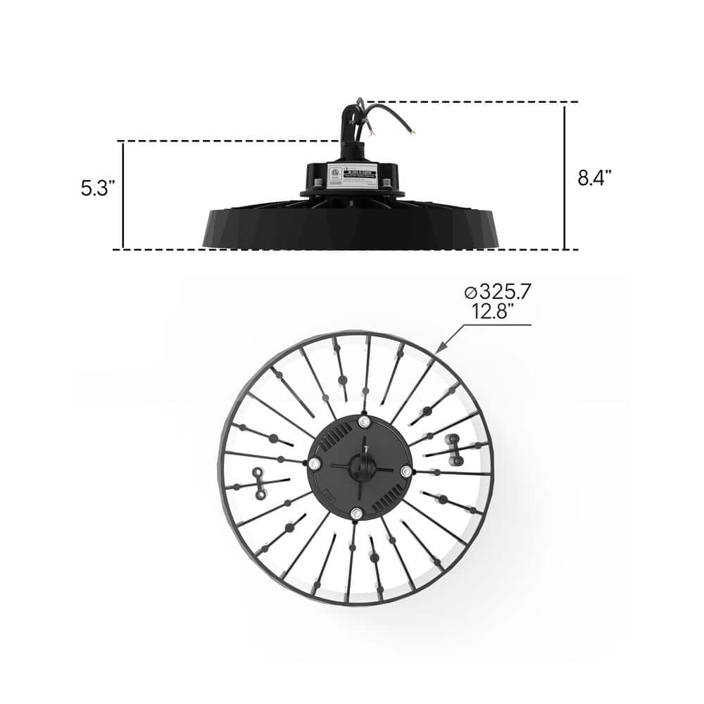 InfiBrite 12.8 in. 5000K Daylight 38,400 Lumens 240-Watt Integrated LED Dimmable Wet Rated Black High Bay Light 100-277 Volt
