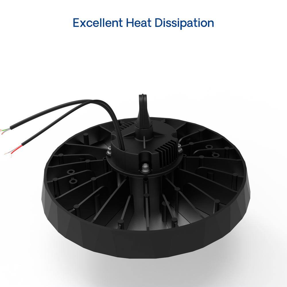 InfiBrite 12.8 in. 5000K Daylight 38,400 Lumens 240-Watt Integrated LED Dimmable Wet Rated Black High Bay Light 100-277 Volt