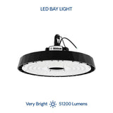 InfiBrite 13.8 in. 5000K Daylight 51,200 Lumens 320-Watt Integrated LED Dimmable Wet Rated Black High Bay Light 100-277 Volt