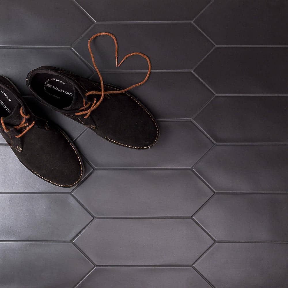 Russell Black 4 in. x 12 in. Matte Porcelain Picket Floor and Wall Tile (10.76 sq. ft./Case)