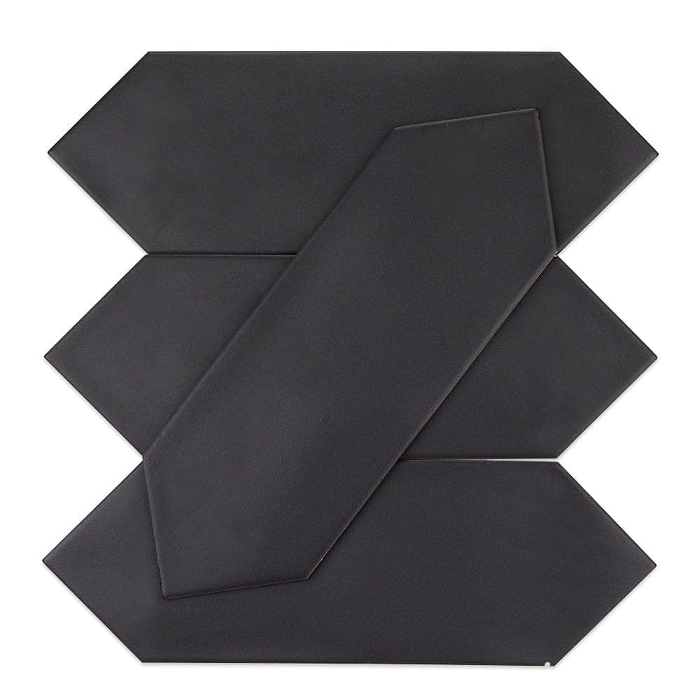 Russell Black 4 in. x 12 in. Matte Porcelain Picket Floor and Wall Tile (10.76 sq. ft./Case)