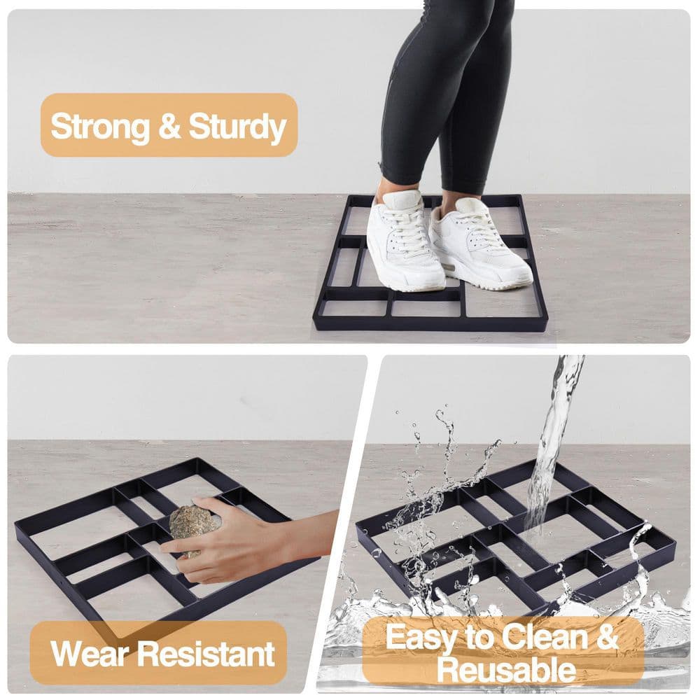 JAXPETY Concrete Pavement Cement Mold Stepping Stone DIY Paver Mold Kit Walk Maker for Patio and Garden