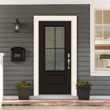 JELD-WEN 36 in. x 80 in. 1 Panel Left-Hand Inswing 3/4 Lite Clear Glass Black Steel Prehung Front Door