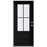 JELD-WEN 36 in. x 80 in. 1 Panel Left-Hand Inswing 3/4 Lite Clear Glass Black Steel Prehung Front Door