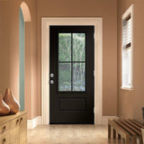 JELD-WEN 36 in. x 80 in. 1 Panel Left-Hand Inswing 3/4 Lite Clear Glass Black Steel Prehung Front Door
