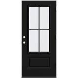 JELD-WEN 36 in. x 80 in. 1 Panel Left-Hand Inswing 3/4 Lite Clear Glass Black Steel Prehung Front Door