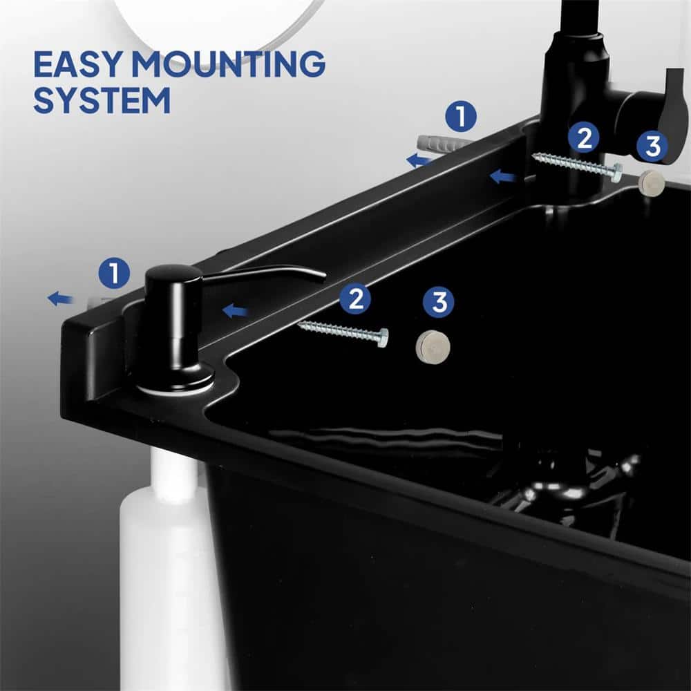 Karl home 17.5 in. D x 20.3 in. W Wall Mount Laundry/Utility Sink in Black with Faucet