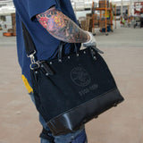 Klein Tools Deluxe Tool Bag, Black Canvas, 13 Interior Pockets, 16 in, Model 510216SPBLK