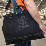 Klein Tools Deluxe Canvas Tool Bag with Shoulder Strap, Black, 13 Interior Pockets, 18 in.