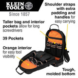 Klein Tools Tradesman Pro Organizer Tool Backpack, 39 Pockets, Black, 20 x 14.5 x 7.25 in (Model 55421BP-14)