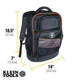 Klein Tools Tradesman Pro Organizer Technician’s Jobsite Tool Backpack with Laptop Pocket, 14 in. W x 18.5 in. H x 7 in. D (Model 55456BPL)