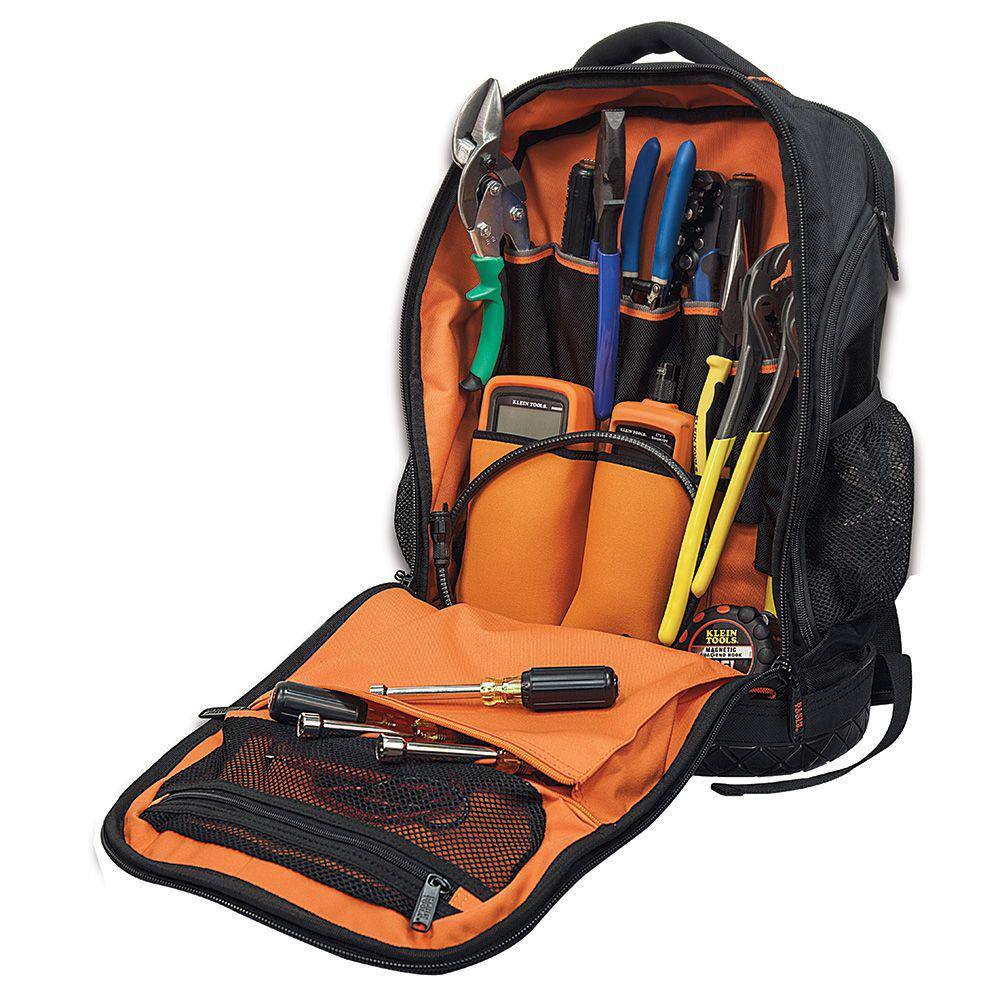 Klein Tools Tradesman Pro Organizer Technician’s Jobsite Tool Backpack with Laptop Pocket, 14 in. W x 18.5 in. H x 7 in. D (Model 55456BPL)