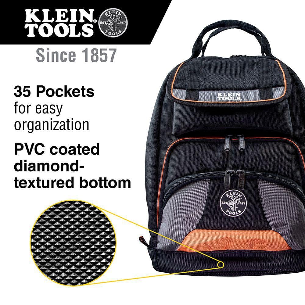 Klein Tools Tradesman Pro Tool Gear Backpack, 35 Pockets, 17.5 in Width (Model 55475)