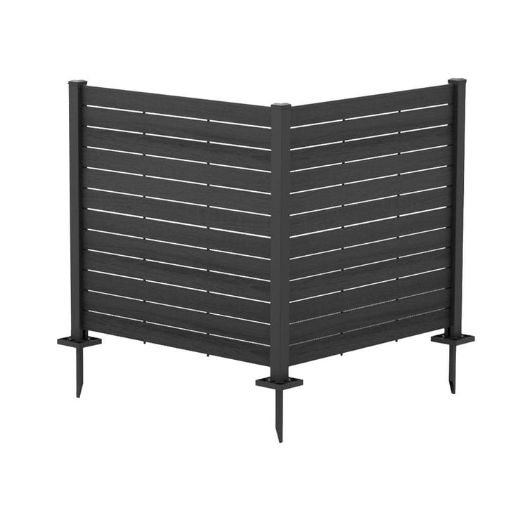 KOZYARD Outdoor Privacy Screen Black Vinyl Fence Panels with Stakes