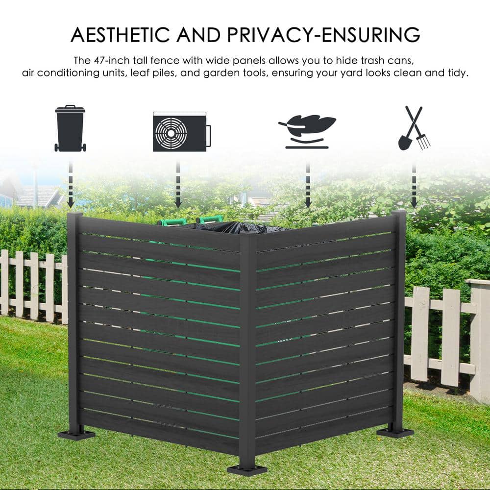 KOZYARD Outdoor Privacy Screen Black Vinyl Fence Panels with Stakes