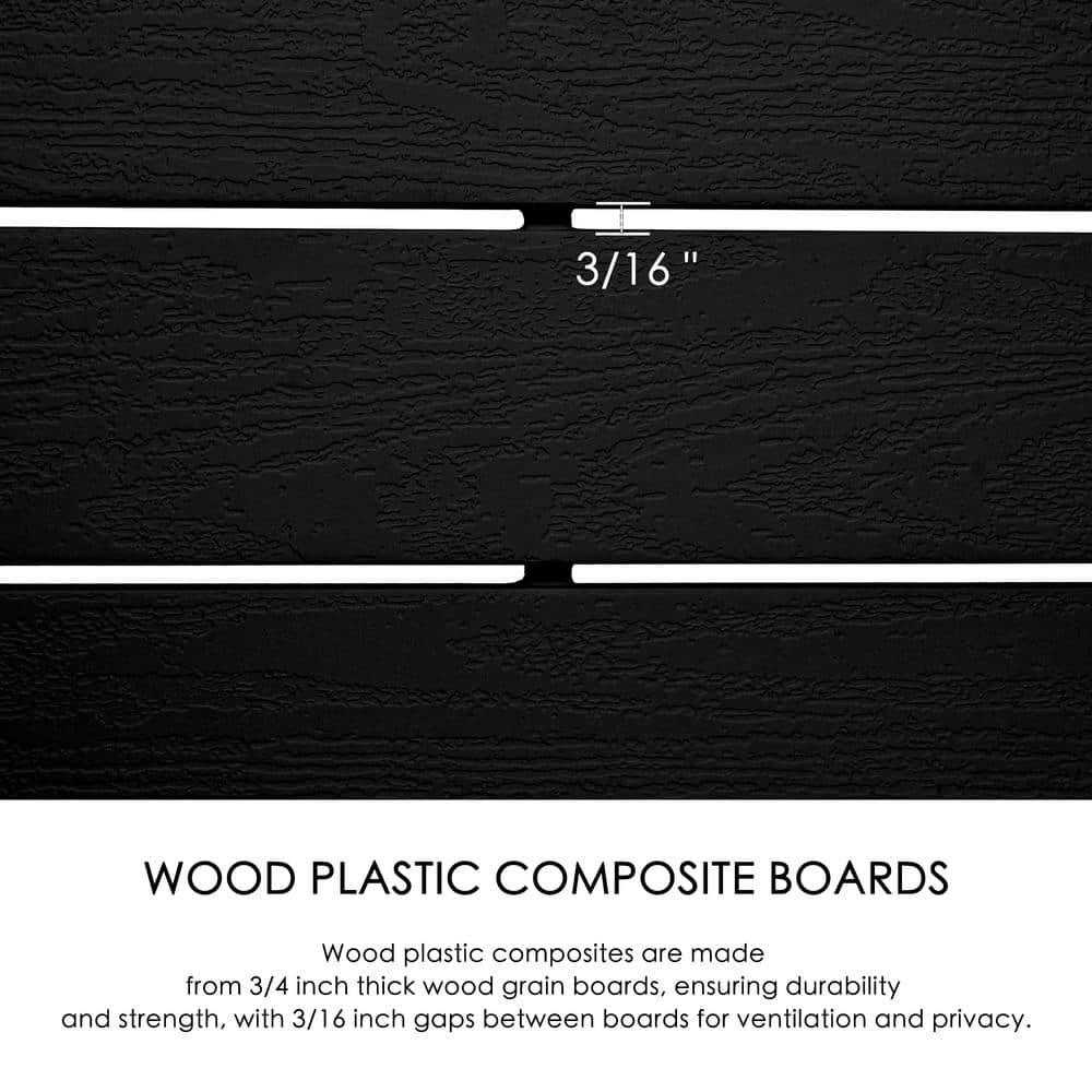 KOZYARD Outdoor Privacy Screen Black Vinyl Fence Panels with Stakes