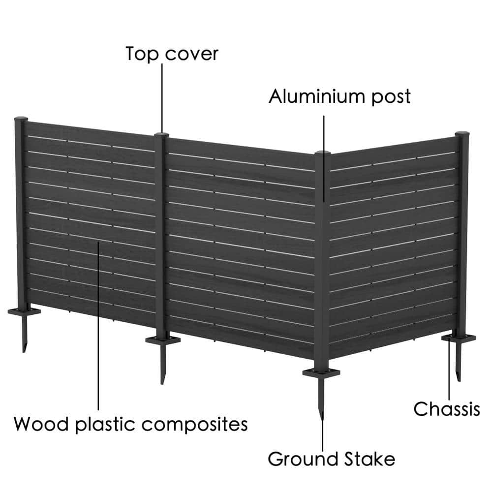 KOZYARD 4 ft. W x 4.17 ft. H Outdoor Privacy Screen Fence Panels Kit - Black 3-Panel Set