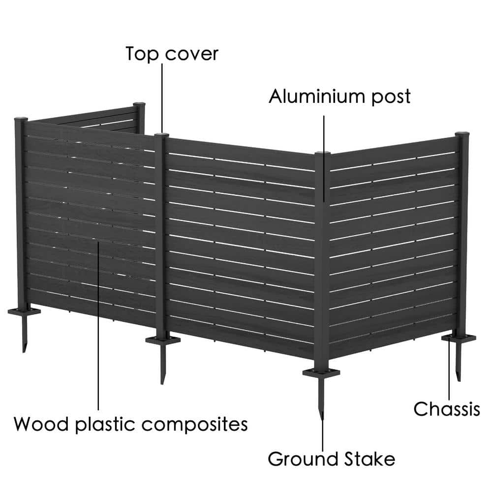KOZYARD 48 in. Privacy Screen, 4-Panel Black Fence Kit for Outdoor Spaces
