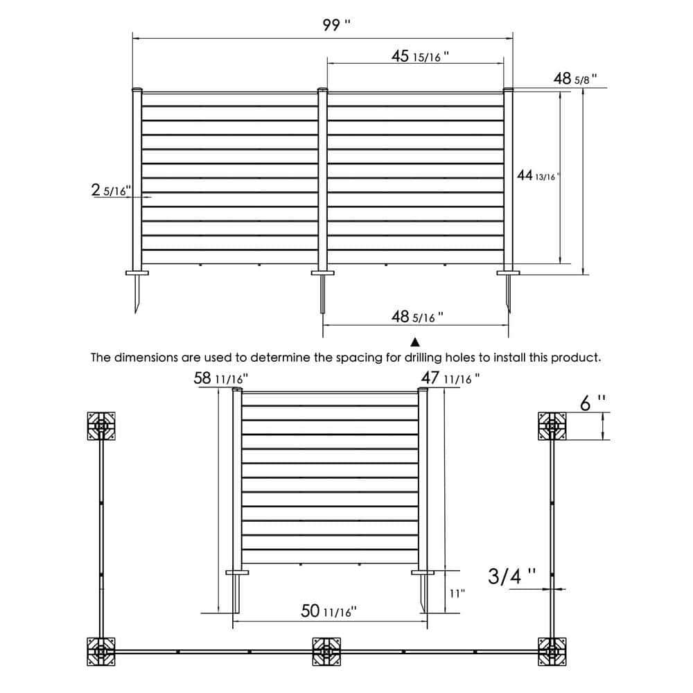 KOZYARD 48 in. Privacy Screen, 4-Panel Black Fence Kit for Outdoor Spaces