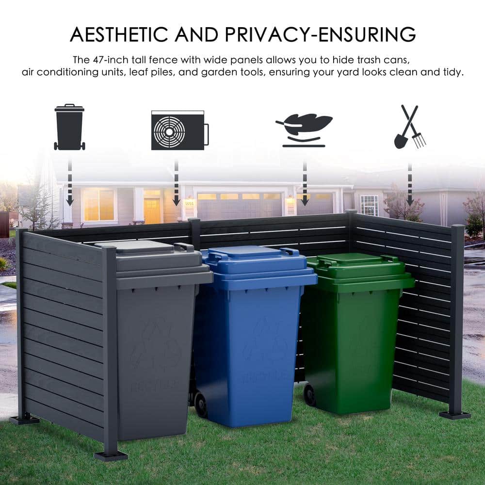 KOZYARD 48 in. Privacy Screen, 4-Panel Black Fence Kit for Outdoor Spaces