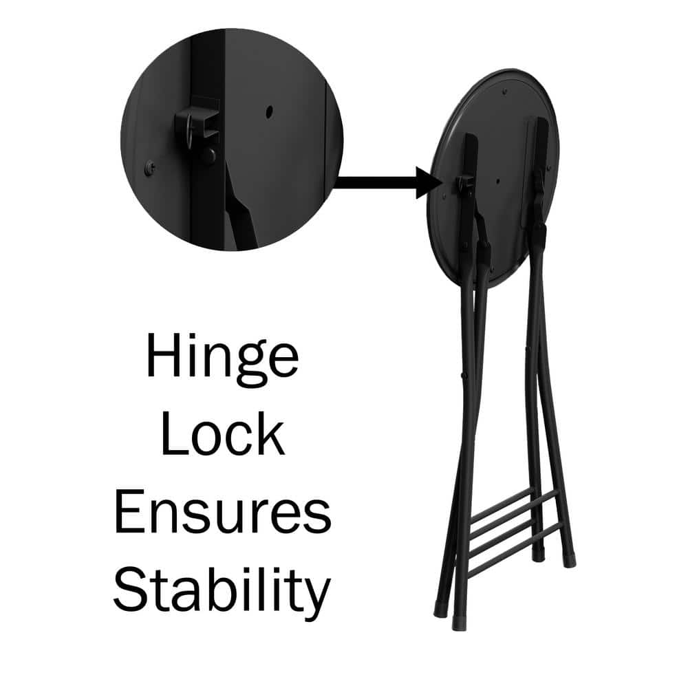 Lavish Home Black Steel Padded Seats Folding Bar Stools 24 in. Set of 2