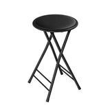 Lavish Home 24 in. Black Round Metal Folding Stool with 300 lbs. Capacity - Folding Chair