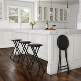 Lavish Home 24 in. Black Round Metal Folding Stool with 300 lbs. Capacity - Folding Chair