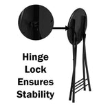 Lavish Home 24 in. Black Round Metal Folding Stool with 300 lbs. Capacity - Folding Chair