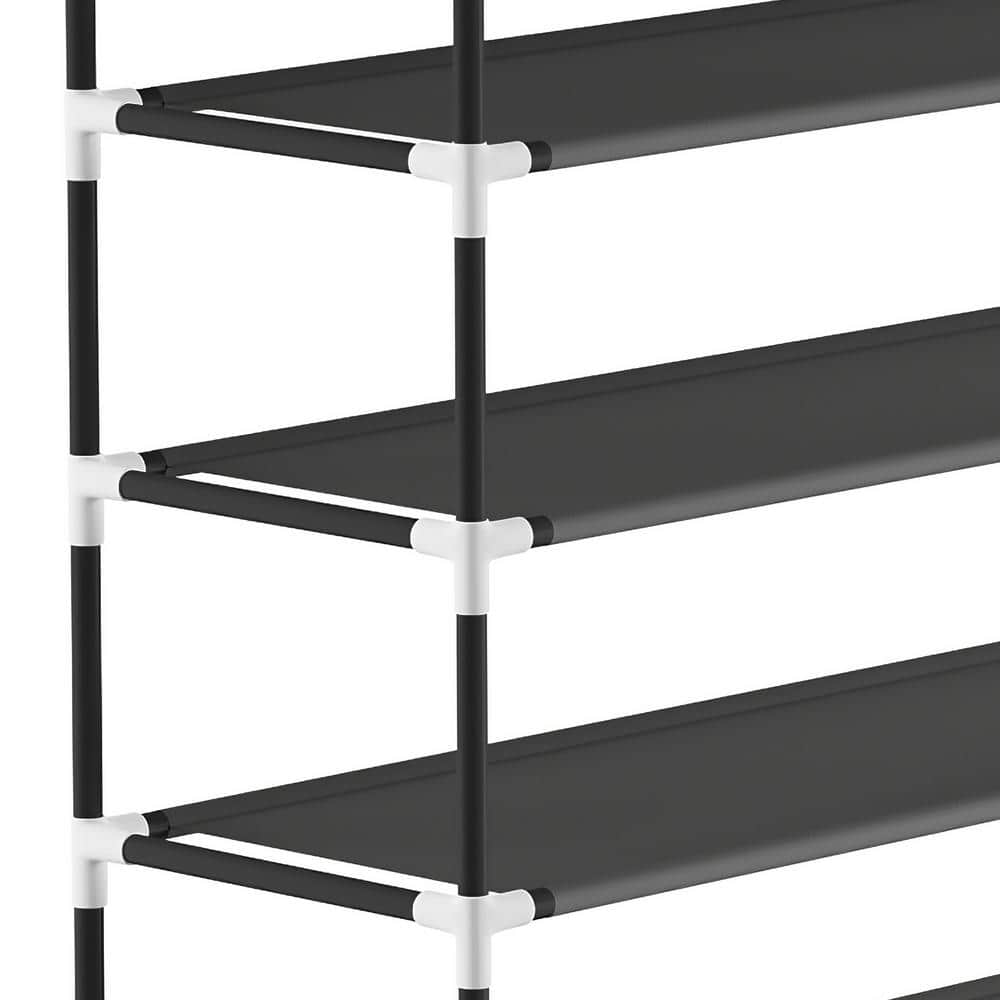 Lavish Home 67.75 H 50-Pair 10-Tier Black Polypropylene Shoe Rack