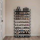 Lavish Home 67.75 H 50-Pair 10-Tier Black Polypropylene Shoe Rack