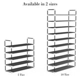 Lavish Home 67.75 H 50-Pair 10-Tier Black Polypropylene Shoe Rack