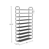 Lavish Home 67.75 H 50-Pair 10-Tier Black Polypropylene Shoe Rack