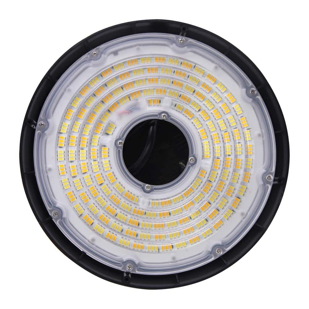 Lecoht 10 in. 100/120/150-Watt Selectable Commercial Lighting Black UFO High Bay Garage Light, 3000/4000/5000K