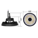 Lecoht 10 in. 150W Integrated LED Dimmable Black High Bay Light UFO 5000K 20250 Lumens IP65
