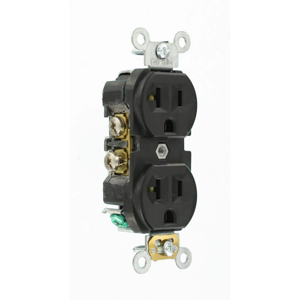 Leviton 20 Amp Commercial Grade Duplex Outlet, Black (NEMA 5-20R, 125V)