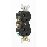 Leviton 20 Amp Commercial Grade Duplex Outlet, Black (NEMA 5-20R, 125V)