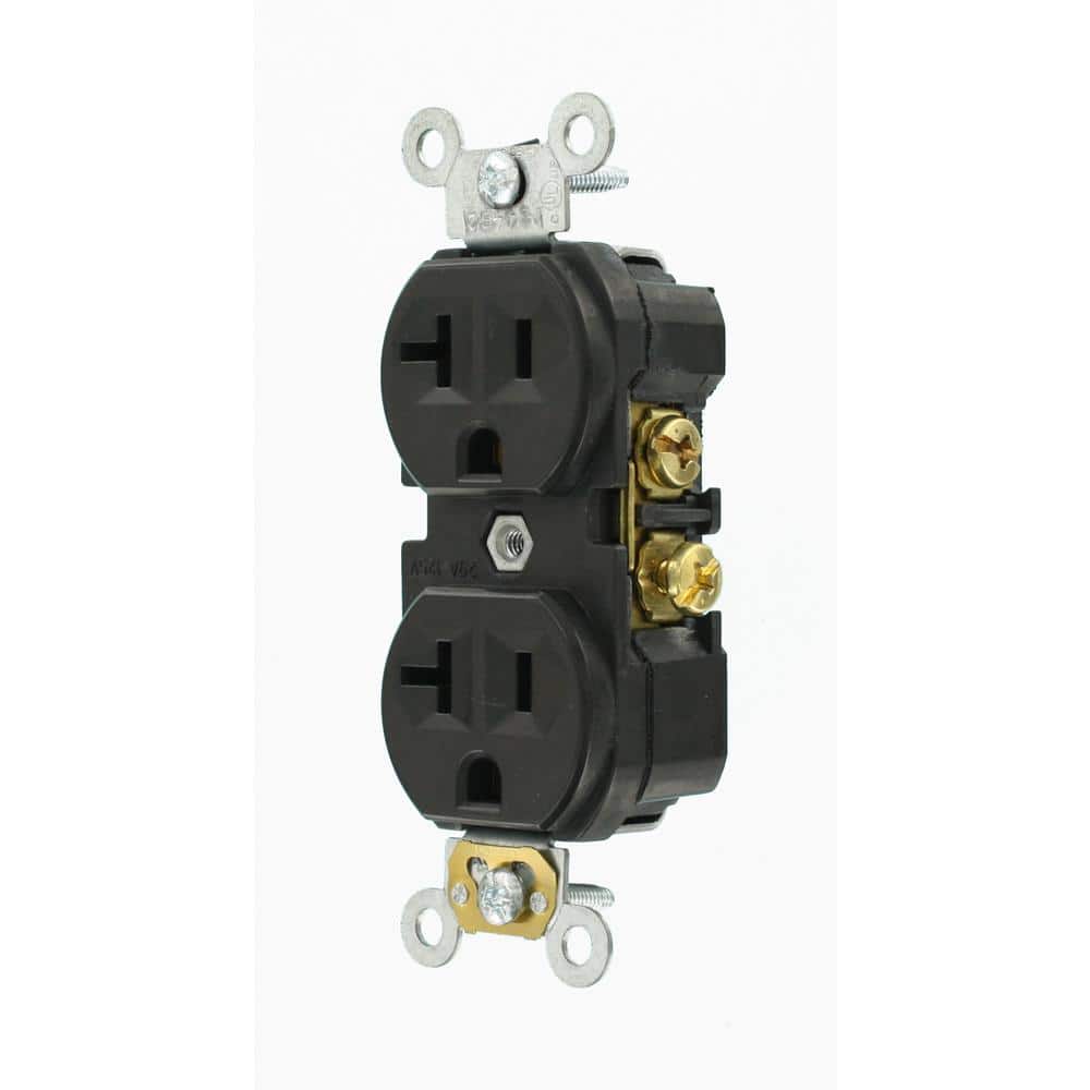 Leviton 20 Amp Commercial Grade Duplex Outlet, Black (NEMA 5-20R, 125V)
