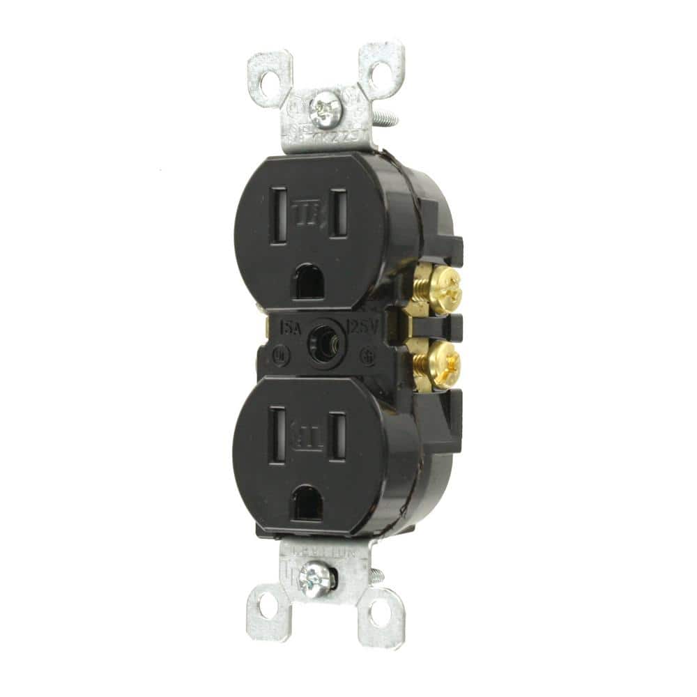 Leviton 15 Amp 125V Tamper-Resistant Duplex Outlet/Receptacle, Black (R55-T5320-00E)