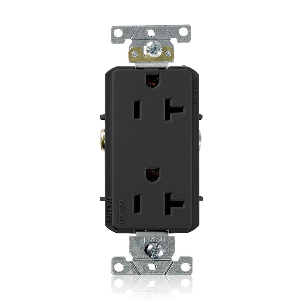 Leviton Decora Plus 20 Amp 125-Volt Industrial Grade Duplex Outlet/Receptacle, Black (R85-16352-0ES)