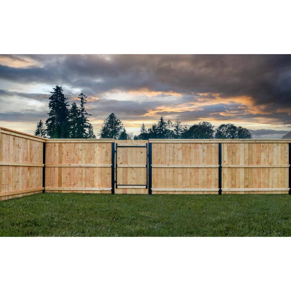 LIFETIME STEEL POST 8 ft. x 4 in. Powder Coated Black Steel Metal Fence Post with Top Plate for In-Ground Line Applications