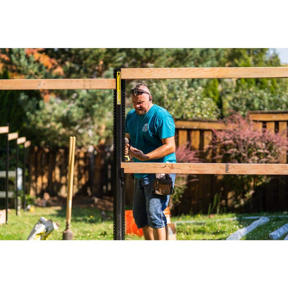 LIFETIME STEEL POST 8 ft. x 4 in. Powder Coated Black Steel Metal Fence Post with Top Plate for In-Ground Line Applications