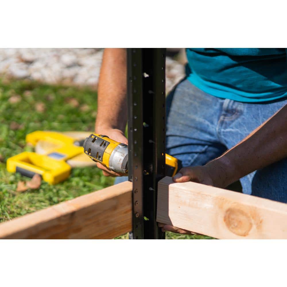LIFETIME STEEL POST 8 ft. x 4 in. Powder Coated Black Steel Metal Fence Post with Top Plate for In-Ground Line Applications