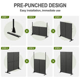 Lirago 72 in. H x 47 in. W Black Outdoor Metal Privacy Screen Garden Fence Wall Applique
